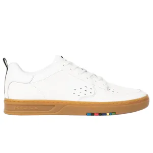 White Leather "Cosmo" Gum Sole Trainers, White