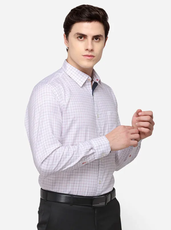 White Tailored Fit Checked Casual Shirt | JadeBlue