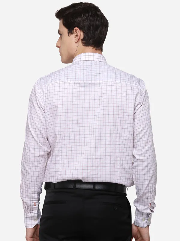 White Tailored Fit Checked Casual Shirt | JadeBlue