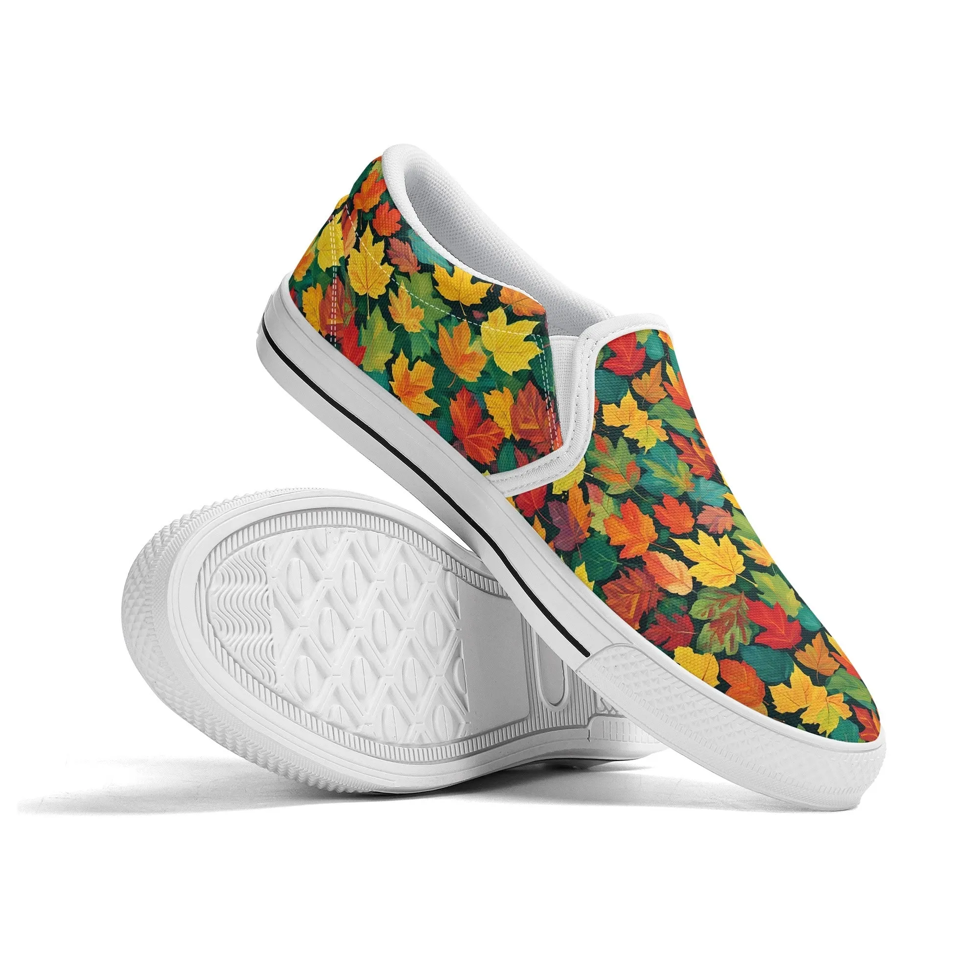 Womens Colorful Leaves Rubber Slip On Shoes