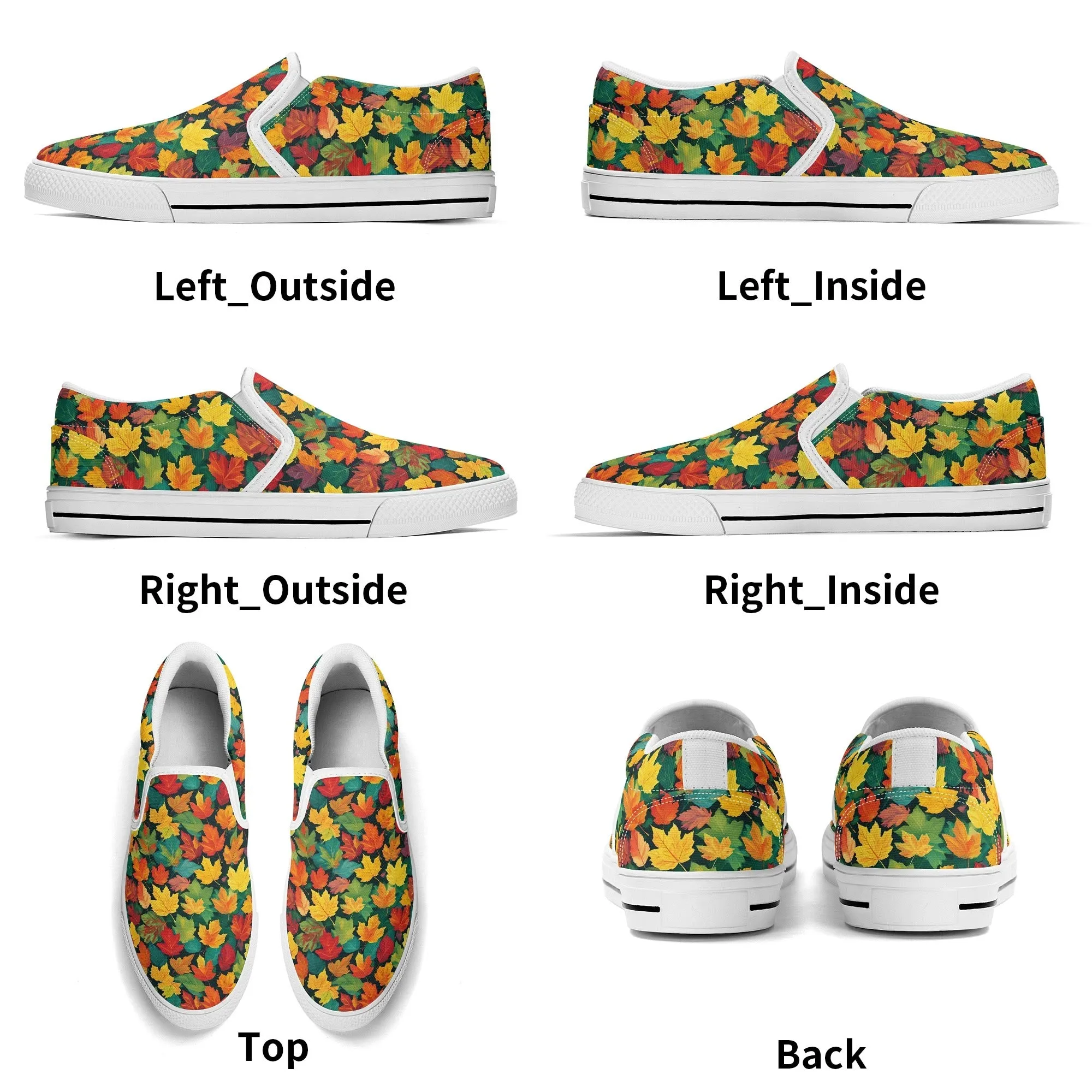 Womens Colorful Leaves Rubber Slip On Shoes