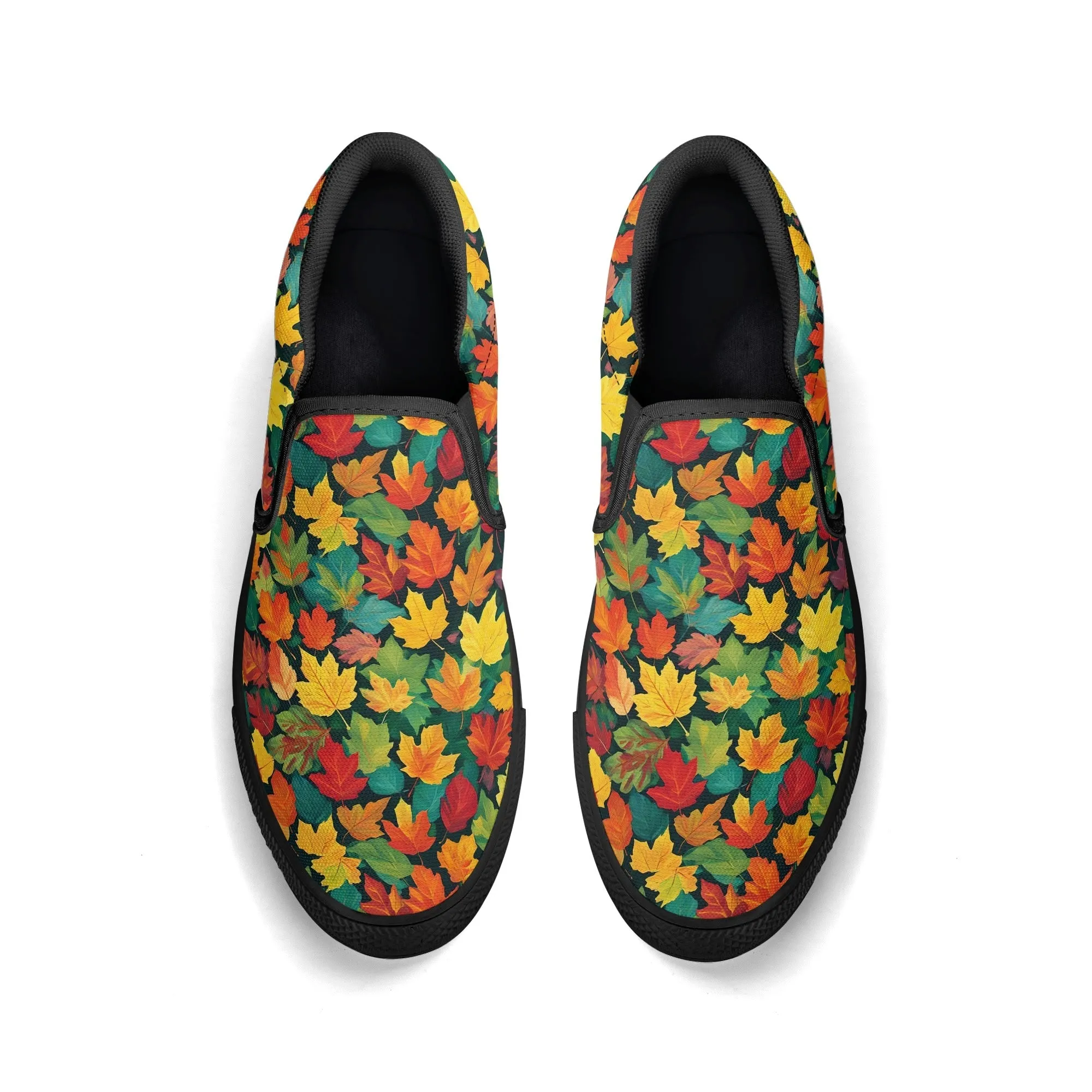 Womens Colorful Leaves Rubber Slip On Shoes